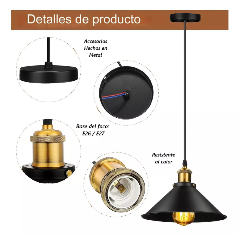 Lámpara Colgante Decorativa Vintage, sin bombillo