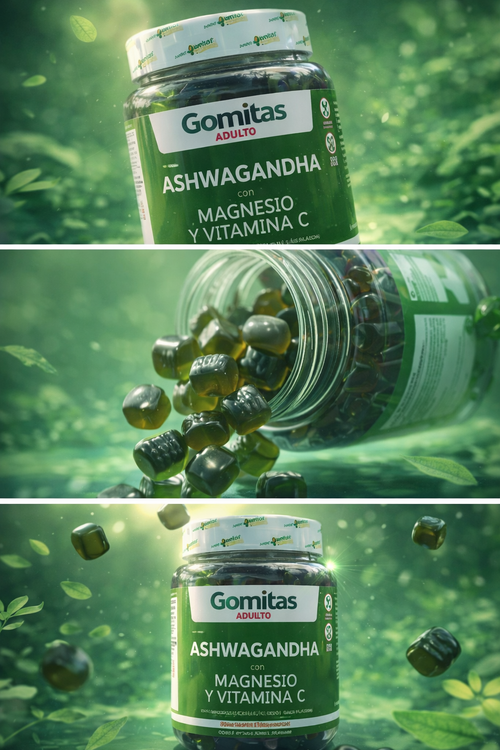 ASHWAGANDHA EN GOMITAS PARA ADULTOS - con Magnesio y Vitamina C