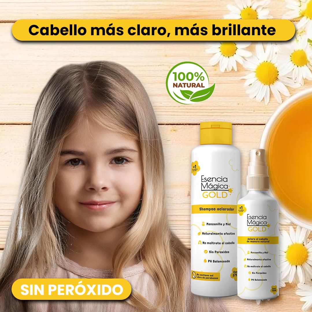Kit Esencia Mágica Gold Kids - Shampoo y Spray tónico Aclarador