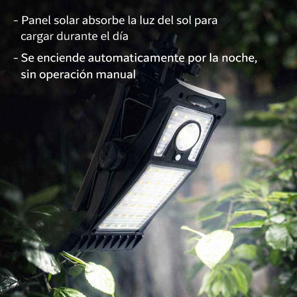 SolarClip Lamp – Luz LED Solar Portátil con Clip y Sensor de Movimiento