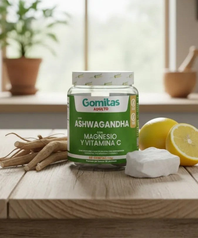 ASHWAGANDHA EN GOMITAS PARA ADULTOS - con Magnesio y Vitamina C