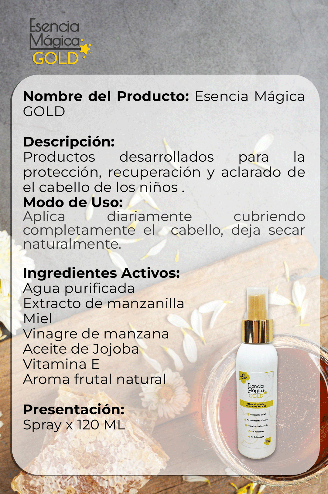 Kit Esencia Mágica Gold Kids - Shampoo y Spray tónico Aclarador